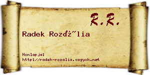 Radek Rozália névjegykártya